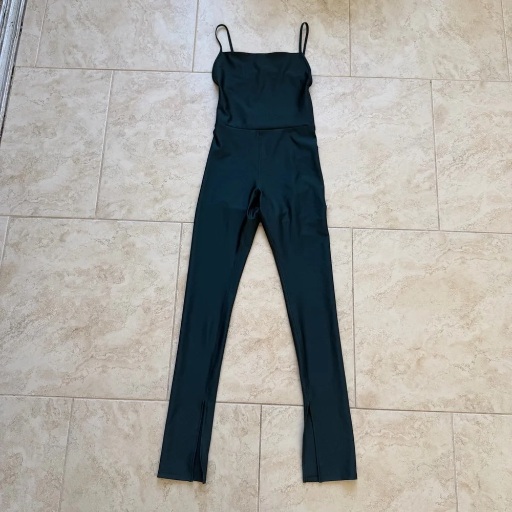 ALO YOGA Airlift Disco Daze Onesie Midnight Green Jumpsuit - Picture 2 of 7